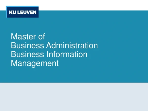 Master of Business Administration Business Information Management