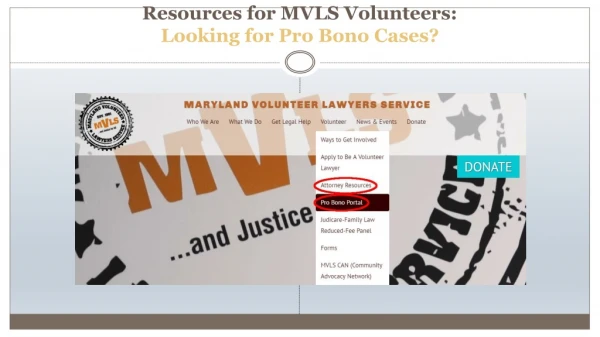 Resources for MVLS Volunteers: Looking for Pro Bono Cases?