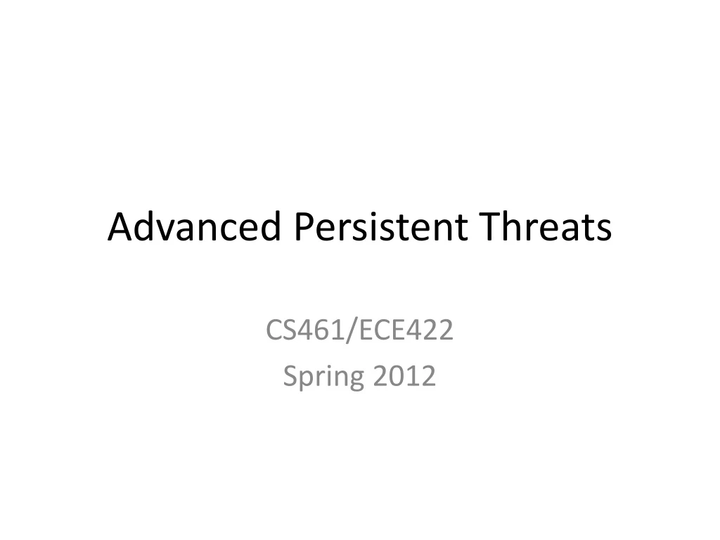 advanced persistent threats