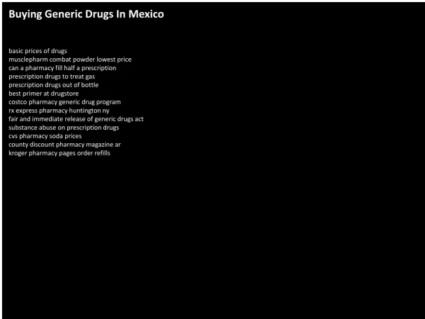 Buying Generic Drugs In Mexico
