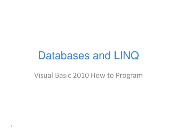 Databases and LINQ