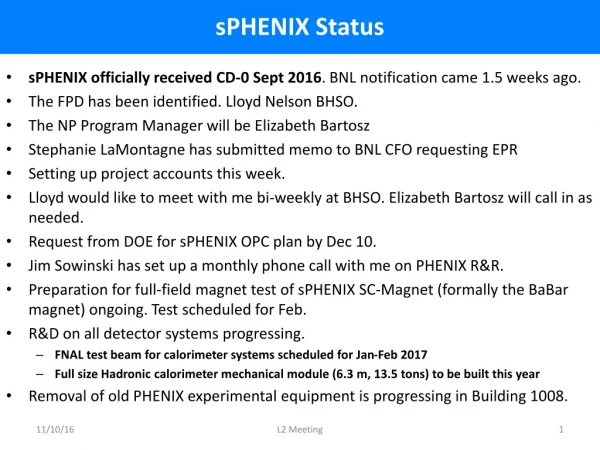 sPHENIX Status