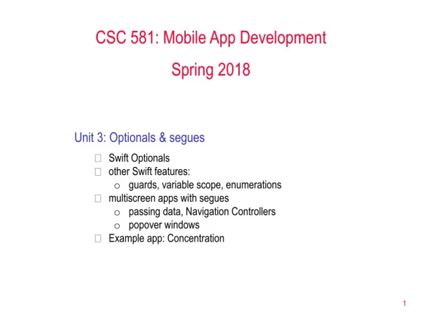 CSC 581: Mobile App Development Spring 2018