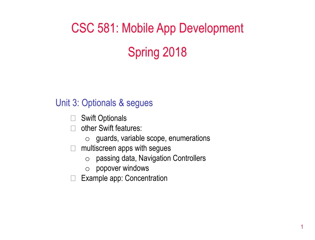 csc 581 mobile app development spring 2018