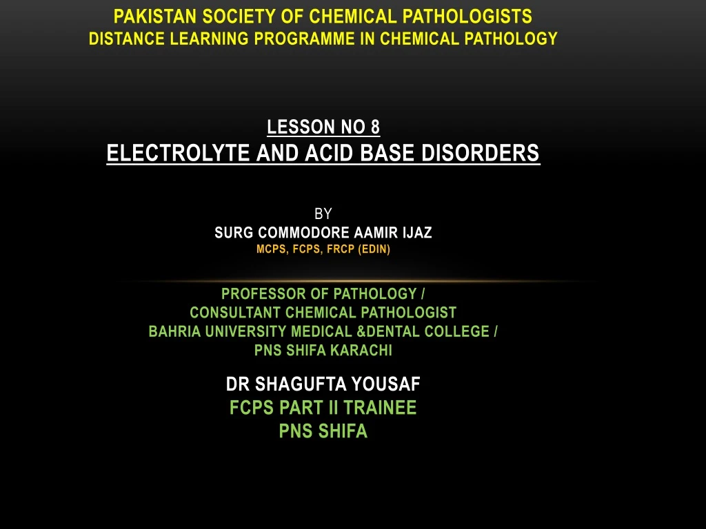 pakistan society of chemical pathologists