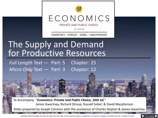 The Supply and Demand for Productive Resources