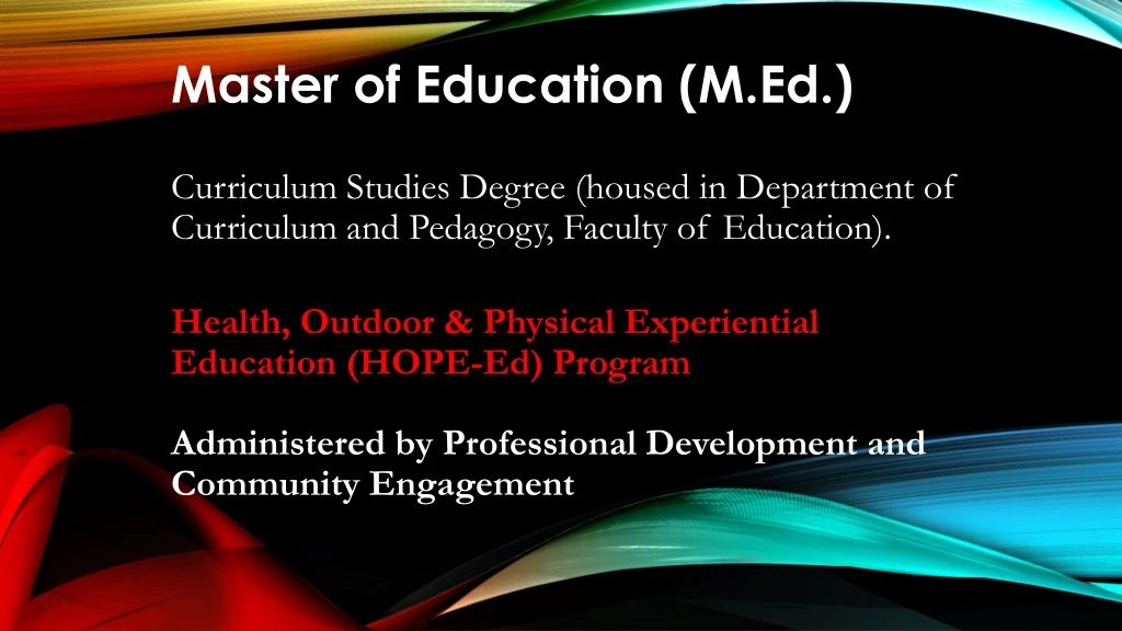 master of education m ed curriculum studies