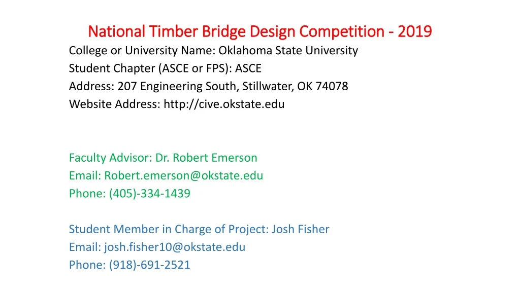 national timber bridge design competition 2019