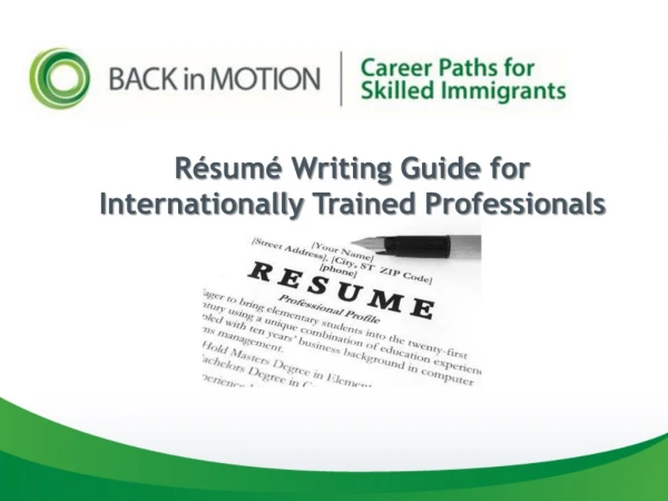 Résumé Writing Guide for Internationally Trained Professionals