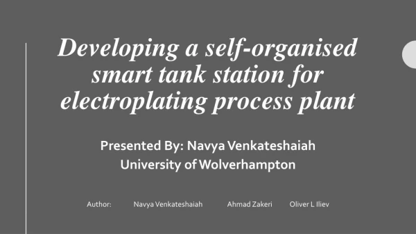 Developing a self-organised smart tank station for electroplating process plant
