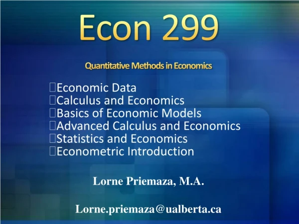 Econ 299 Quantitative Methods in Economics