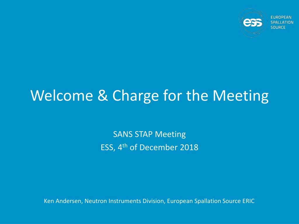 welcome charge for the meeting