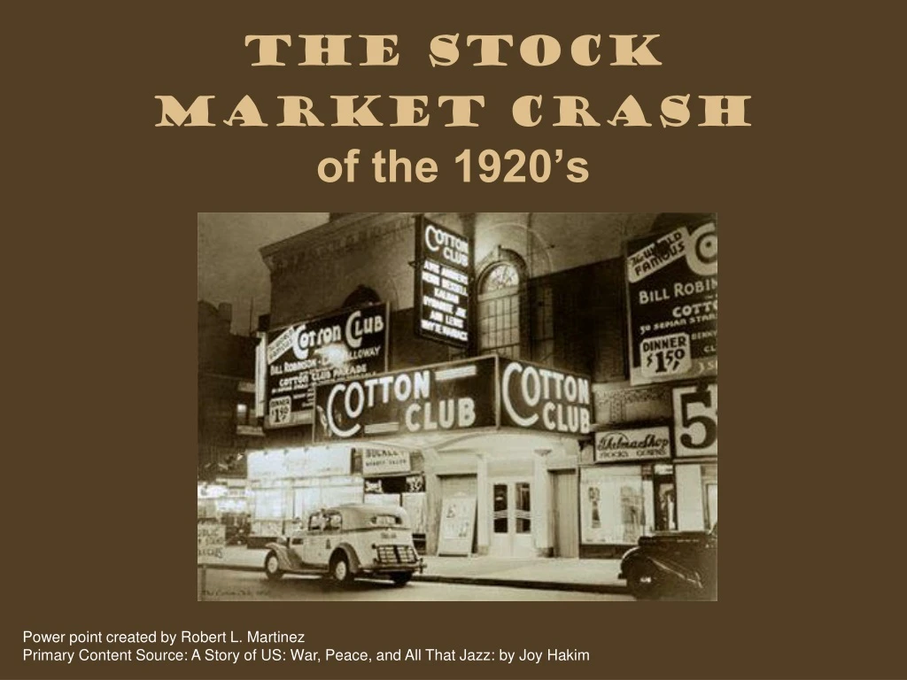 the stock market crash of the 1920 s