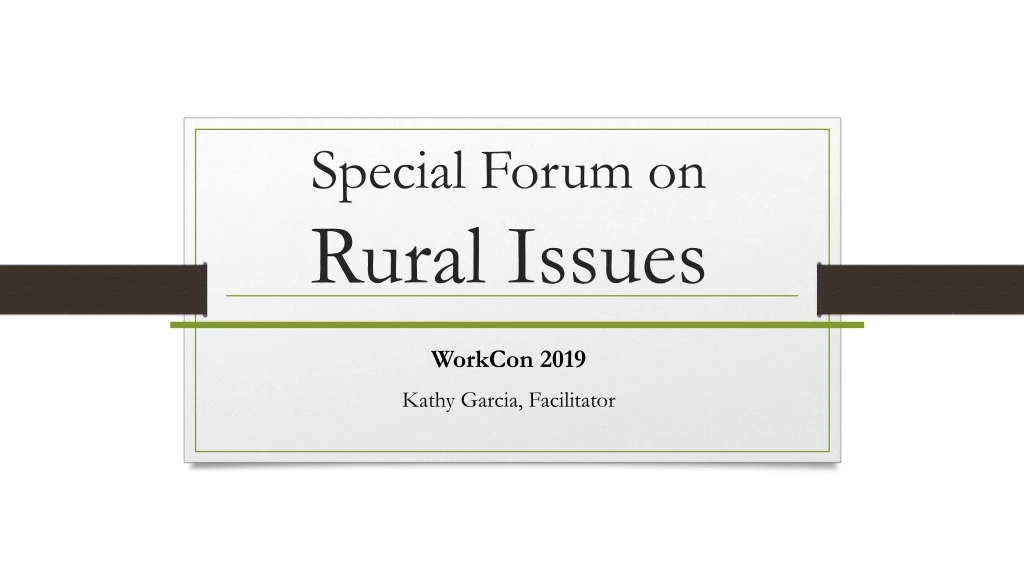 special forum on rural issues