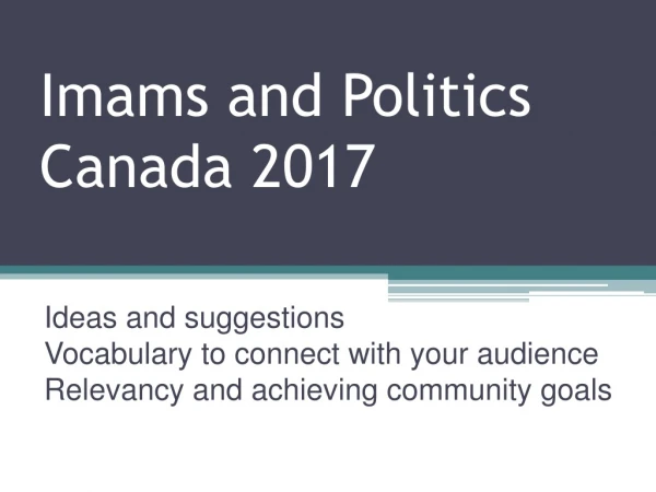 Imams and Politics Canada 2017