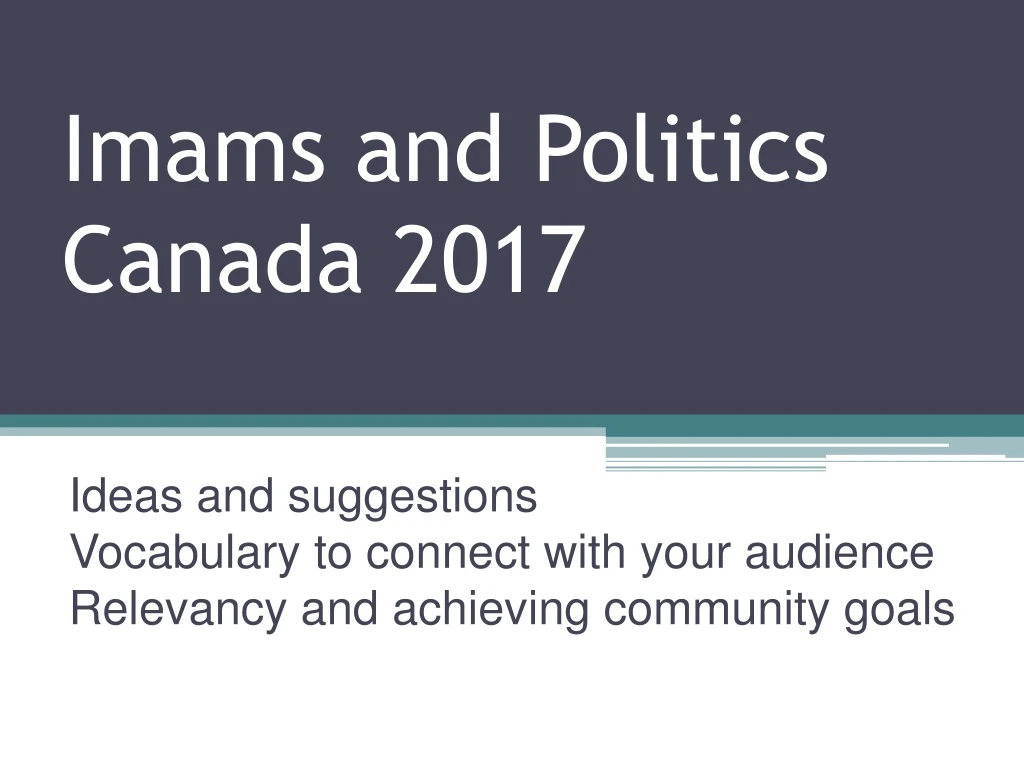 imams and politics canada 2017