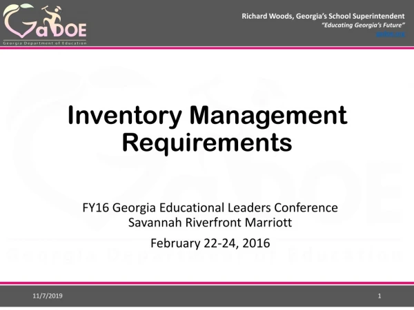 Inventory Management Requirements