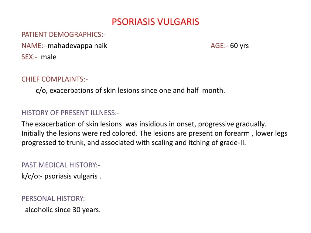 psoriasis vulgaris patient demographics name