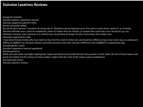 Dulcolax Laxatives Reviews