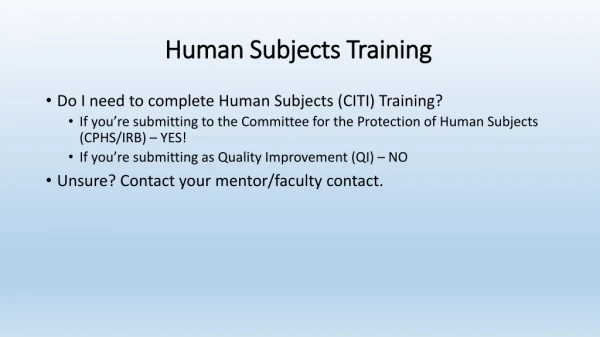 Human Subjects Training