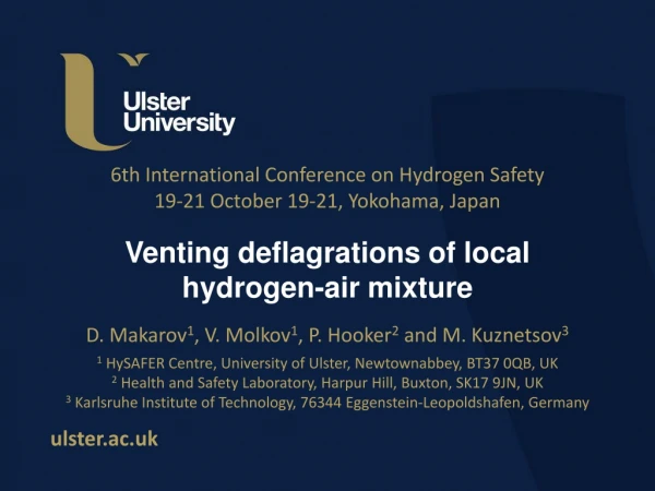 Venting deflagrations of local hydrogen-air mixture