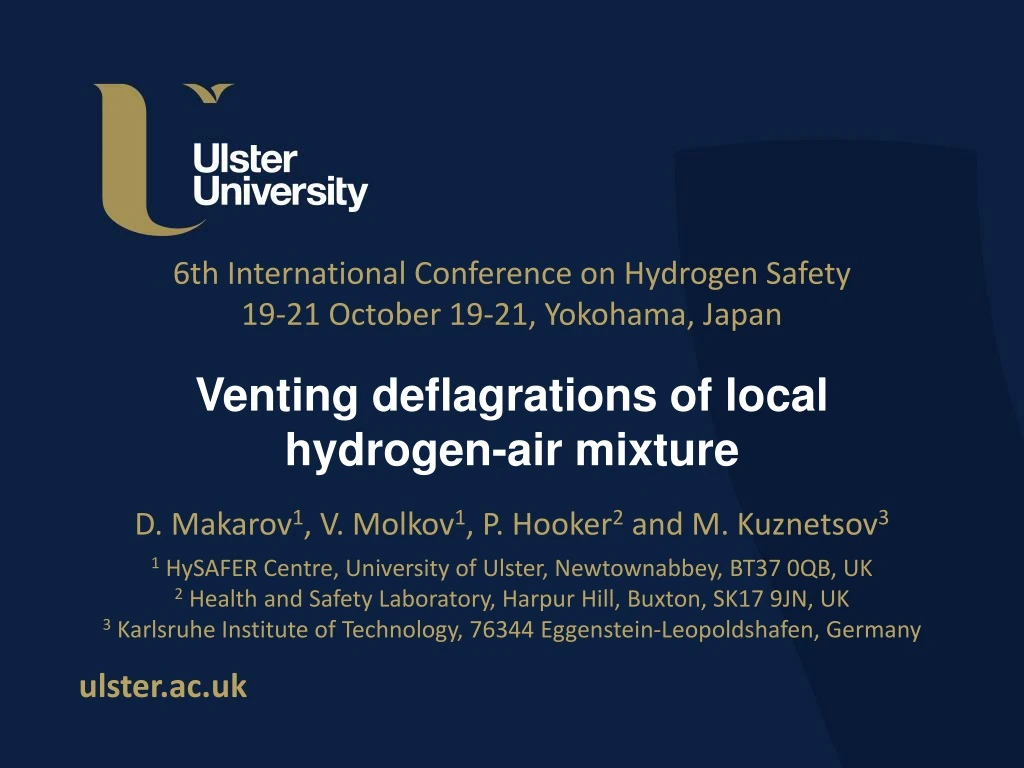venting deflagrations of local hydrogen air mixture