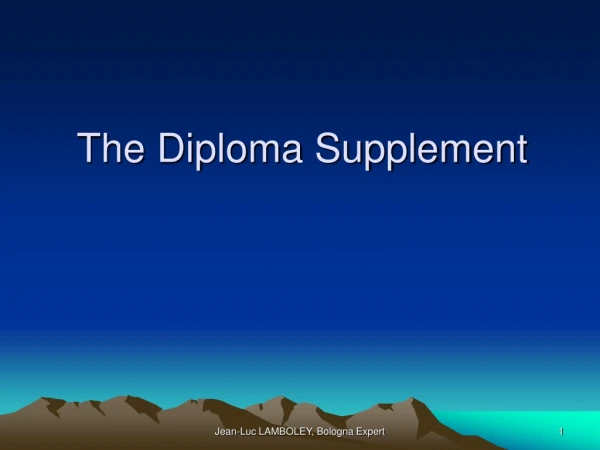 The Diploma Supplement