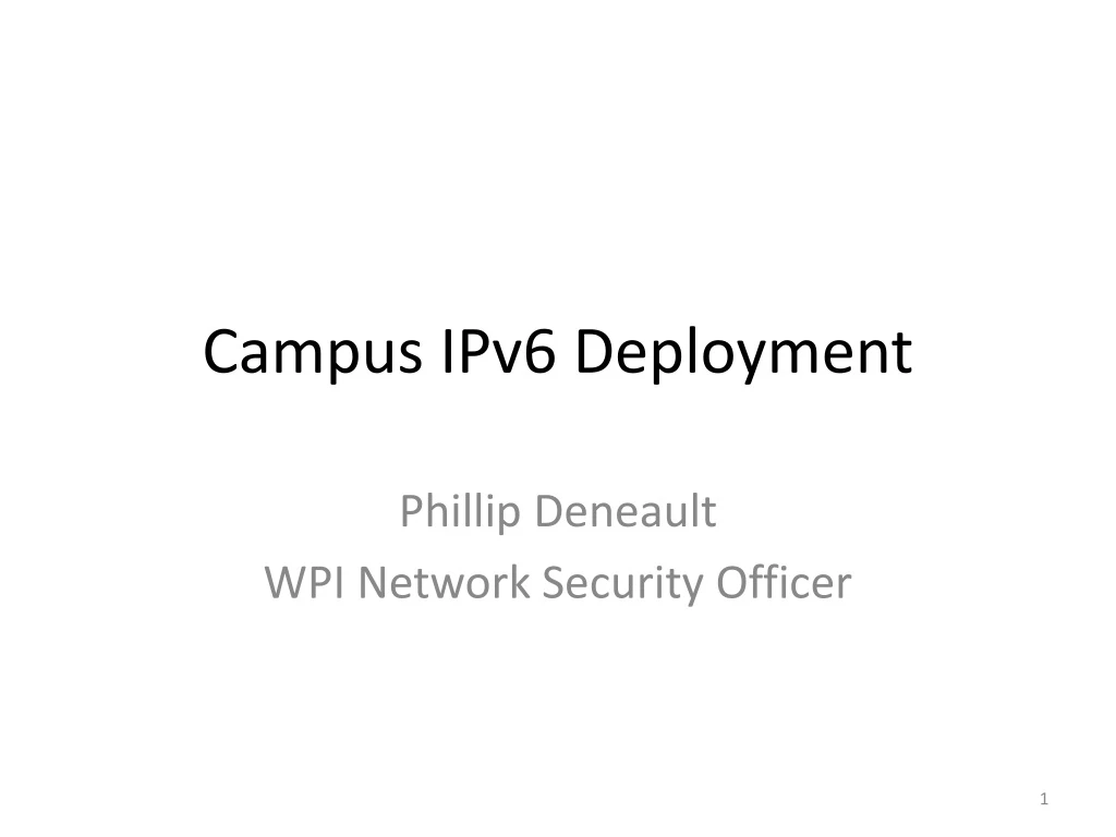 campus ipv6 deployment