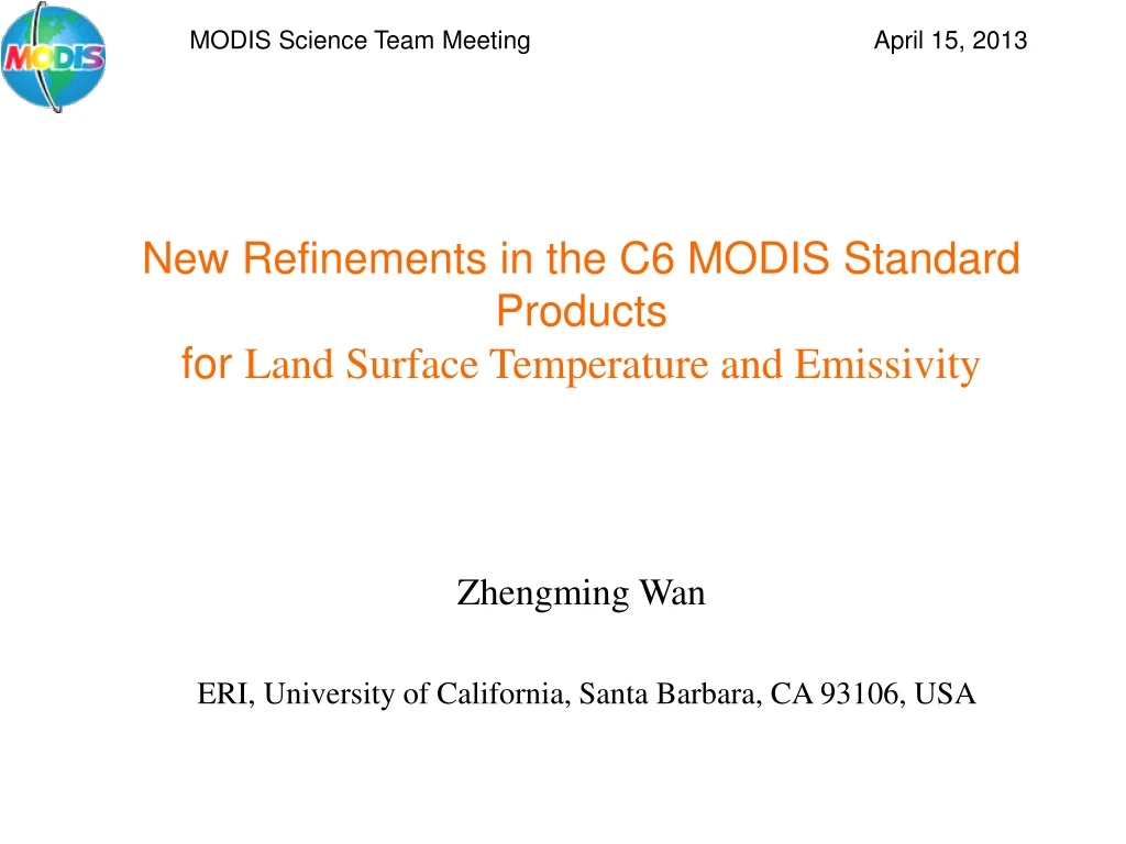 modis science team meeting april 15 2013