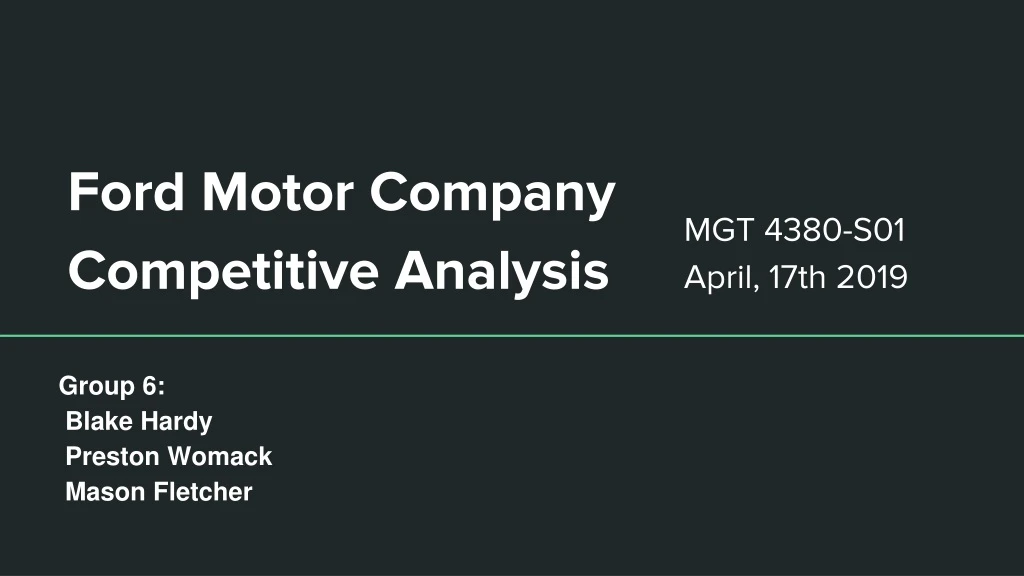 ford motor company competitive analysis