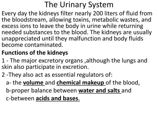 The Urinary System