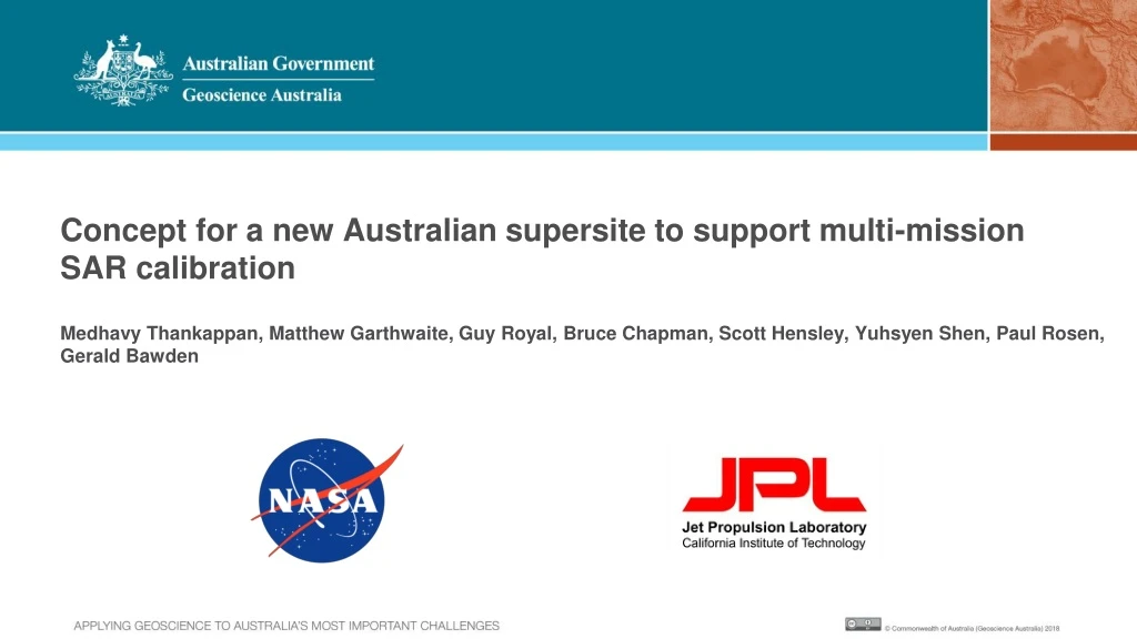 concept for a new australian supersite to support multi mission sar calibration