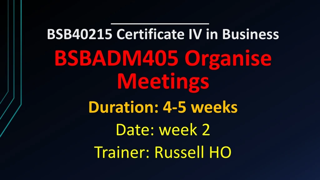 bsb40215 certificate iv in business bsbadm405