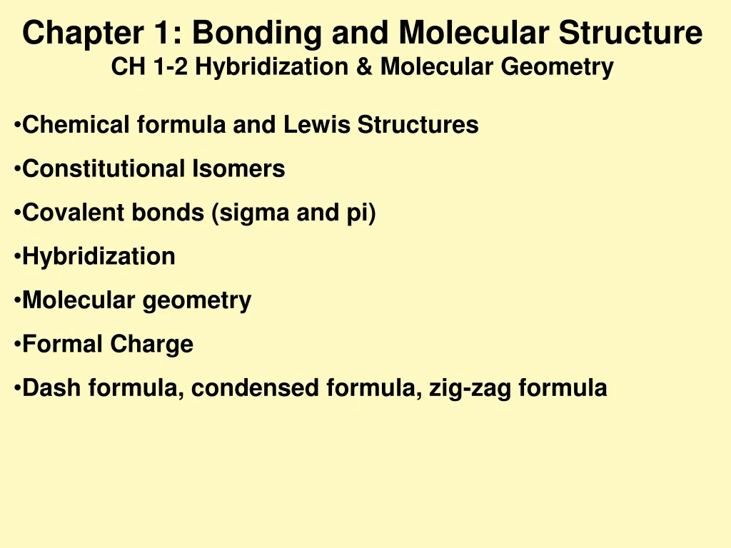 chapter 1 bonding and molecular structure