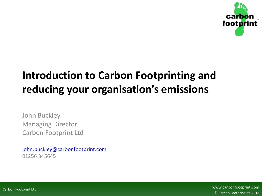 introduction to carbon footprinting and reducing your organisation s emissions