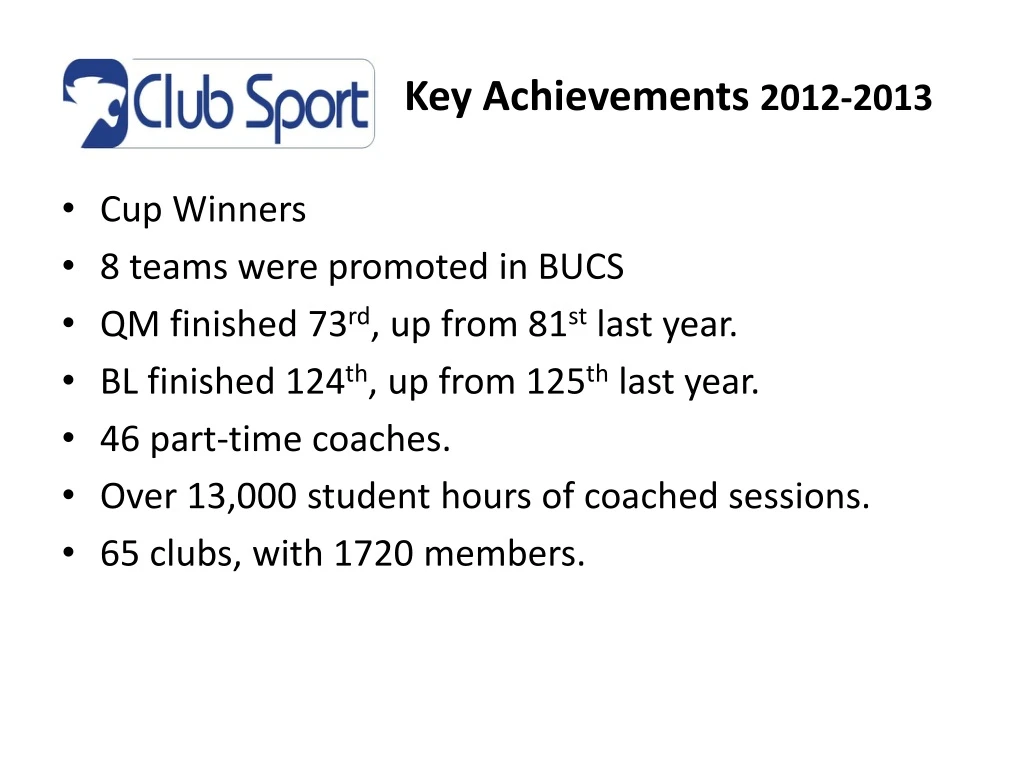 key achievements 2012 2013