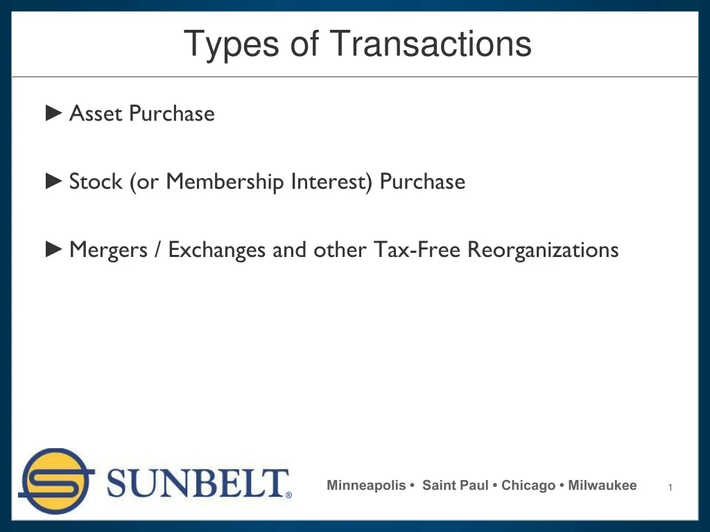 types of transactions