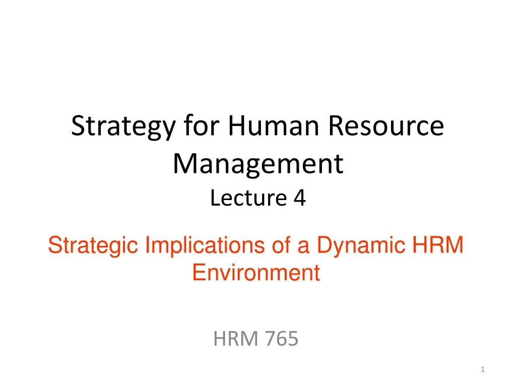 strategy for human resource management lecture 4