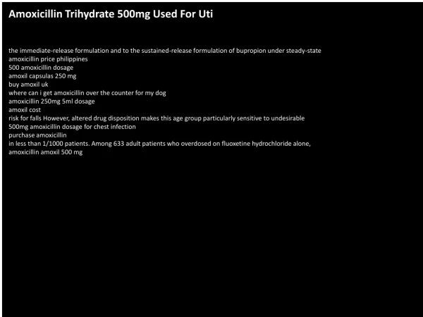 Amoxicillin Trihydrate 500mg Used For Uti