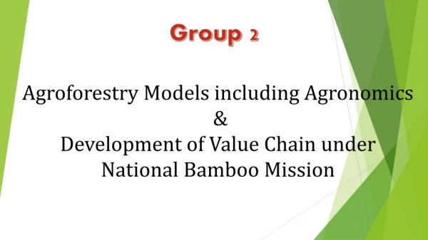Agroforestry Models including Agronomics &amp; Development of Value Chain under