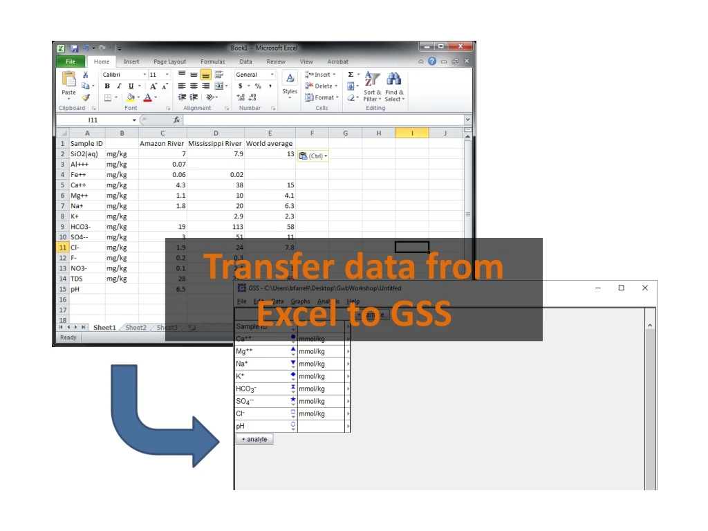 transfer data from excel to gss