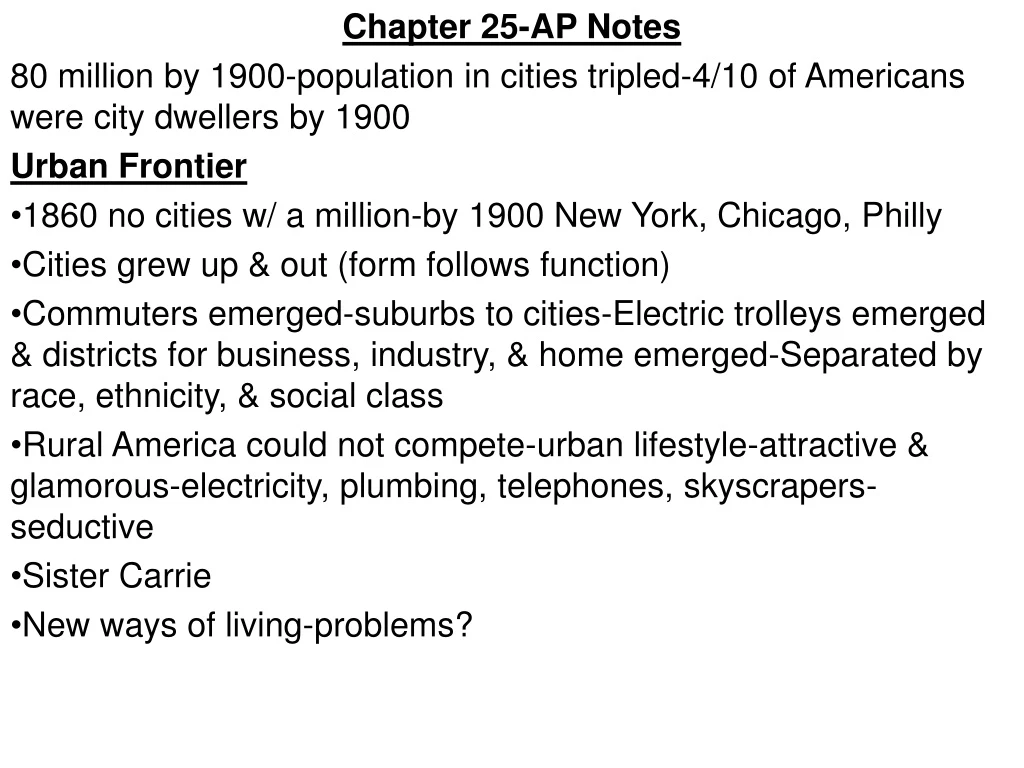 chapter 25 ap notes 80 million by 1900 population