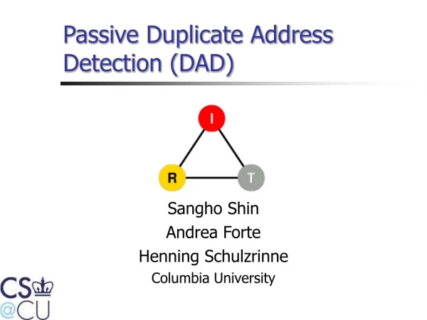 Passive Duplicate Address Detection (DAD)