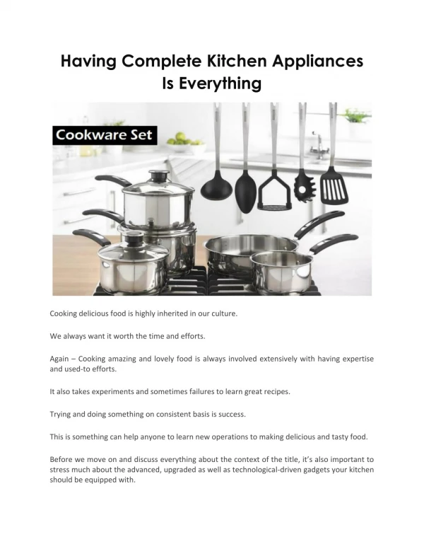 having complete kitchen appliances is everything
