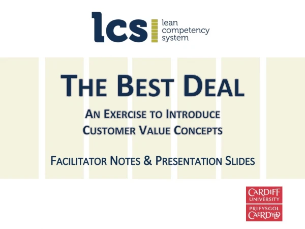 The Best Deal An Exercise to Introduce Customer Value Concepts