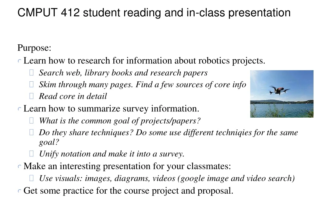 cmput 412 student reading and in class presentation