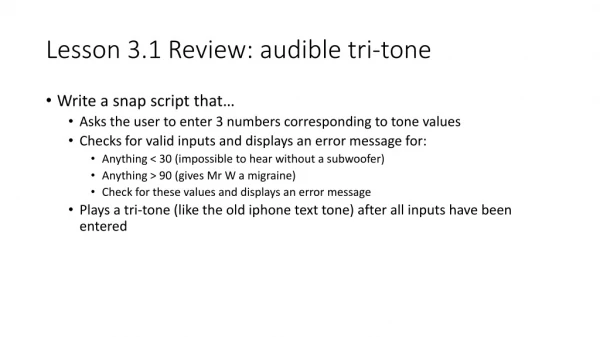Lesson 3.1 Review: audible tri-tone