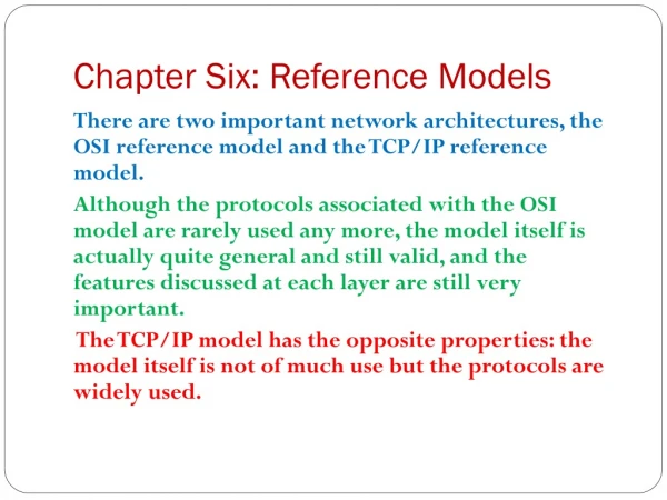 Chapter Six: Reference Models