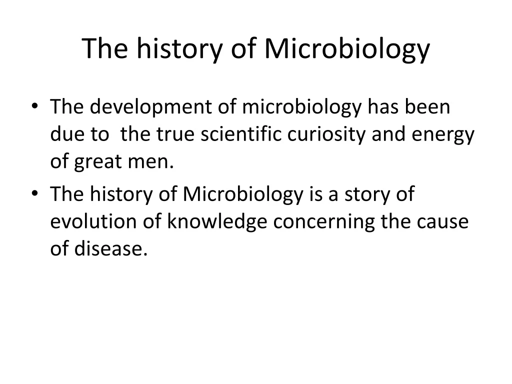 the history of microbiology