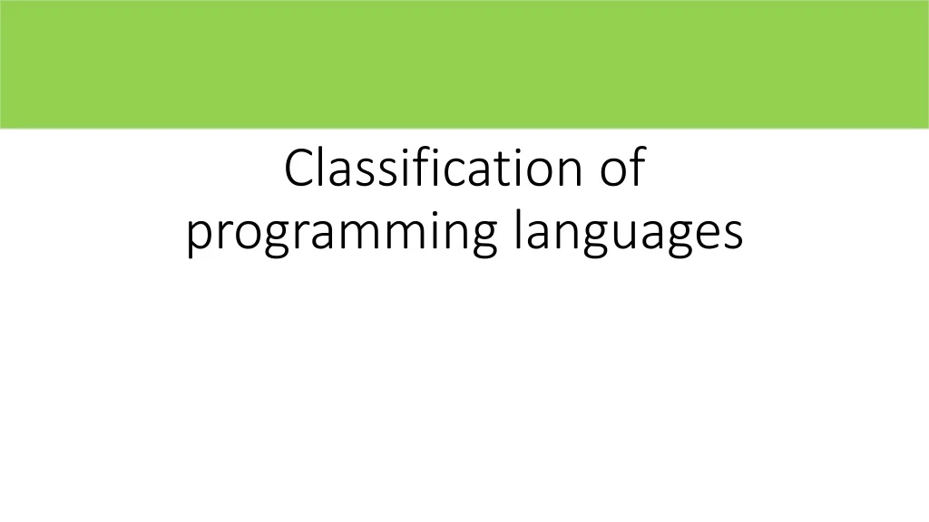 classification of programming languages